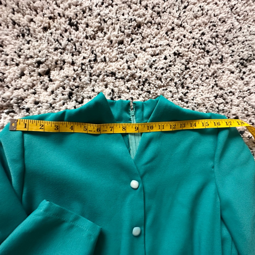 Vintage Teal Belted Midi Dress - Picture 9 of 12